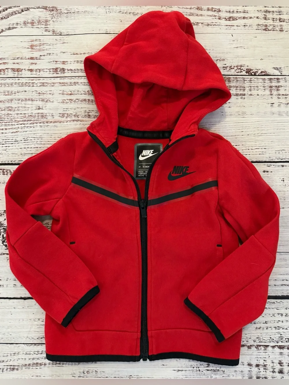 Nike Tech Fleece Jacket 3T Red Black